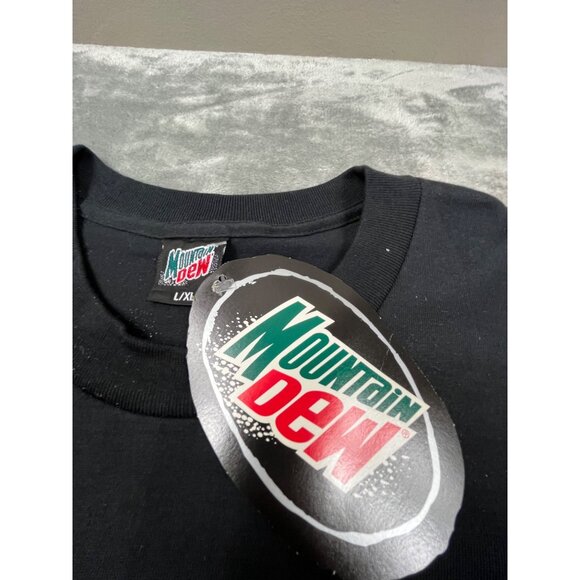 Vintage Mountain Dew Mens Black L/XL Shirt Made In USA Do The Dew - Picture 3 of 10